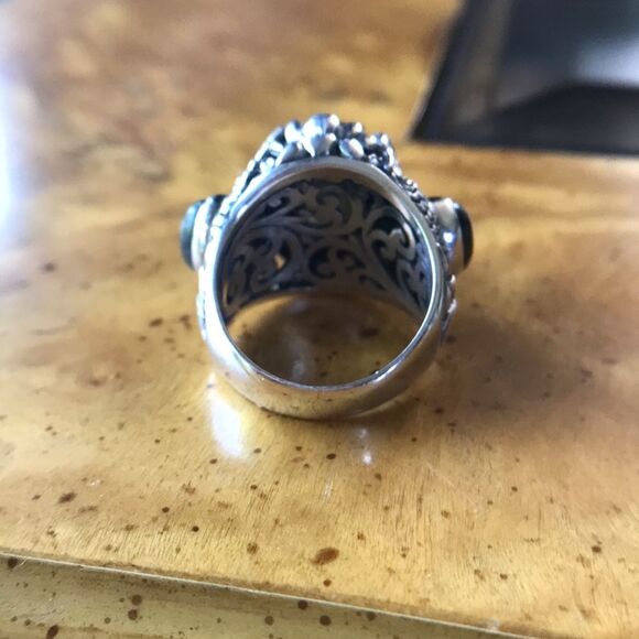 Artistic Natural Labradorite Sterling Silver Cocktail Ring Size 6 - Picture 4 of 8